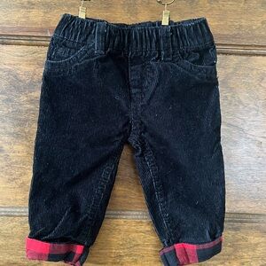 Carter's | Black Corduroy Pants With Plaid Cuff (6 months)